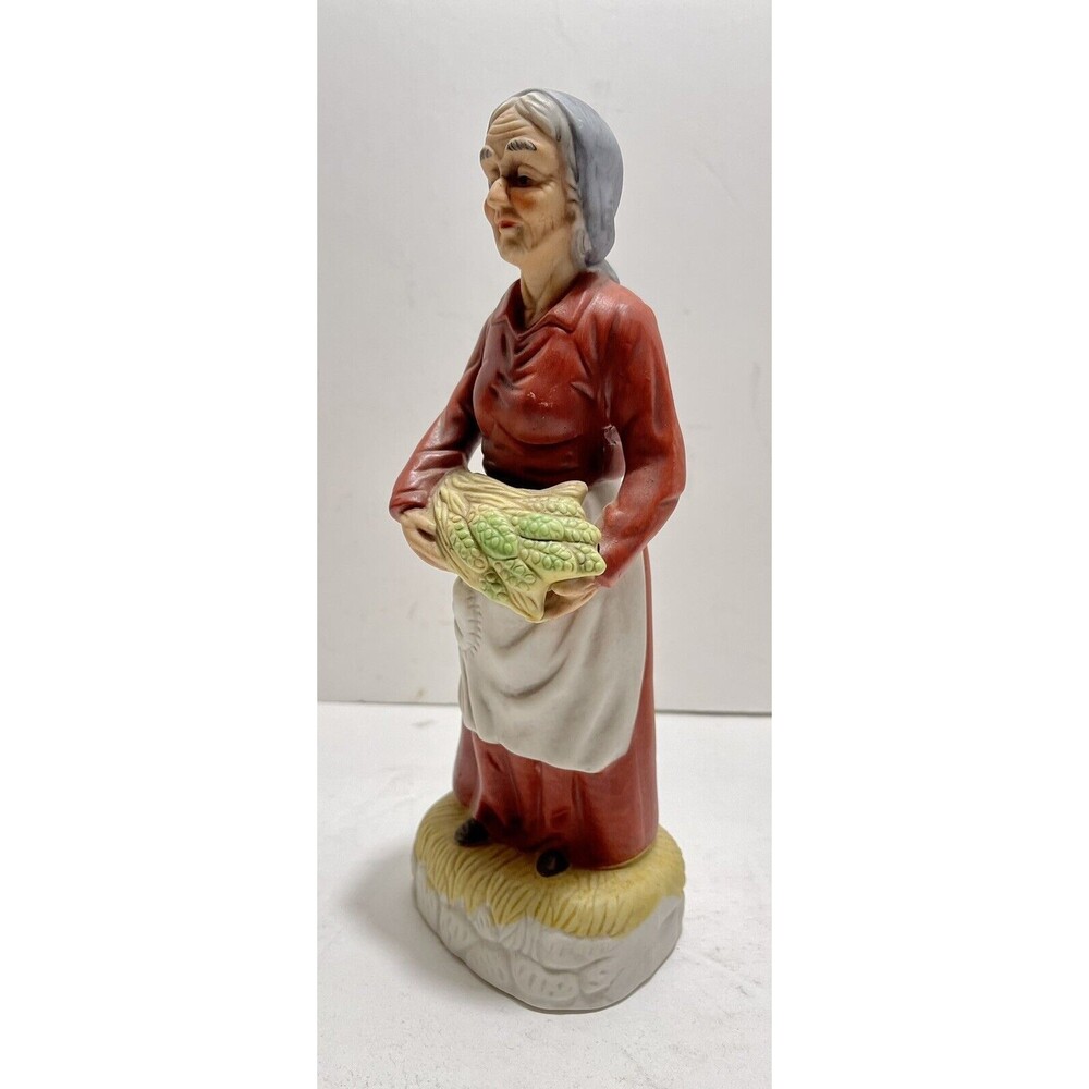 Vintage Flambro Porcelain Figurines Elderly Couple Old Man & Old Woman Farmers - Picture 4 of 12